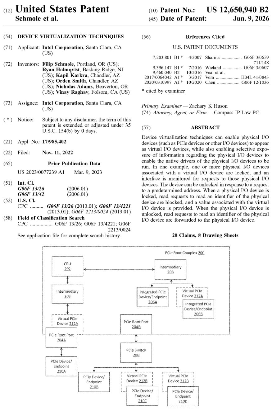 US Patent 12,650,940 B2, Device Virtualization Techniques